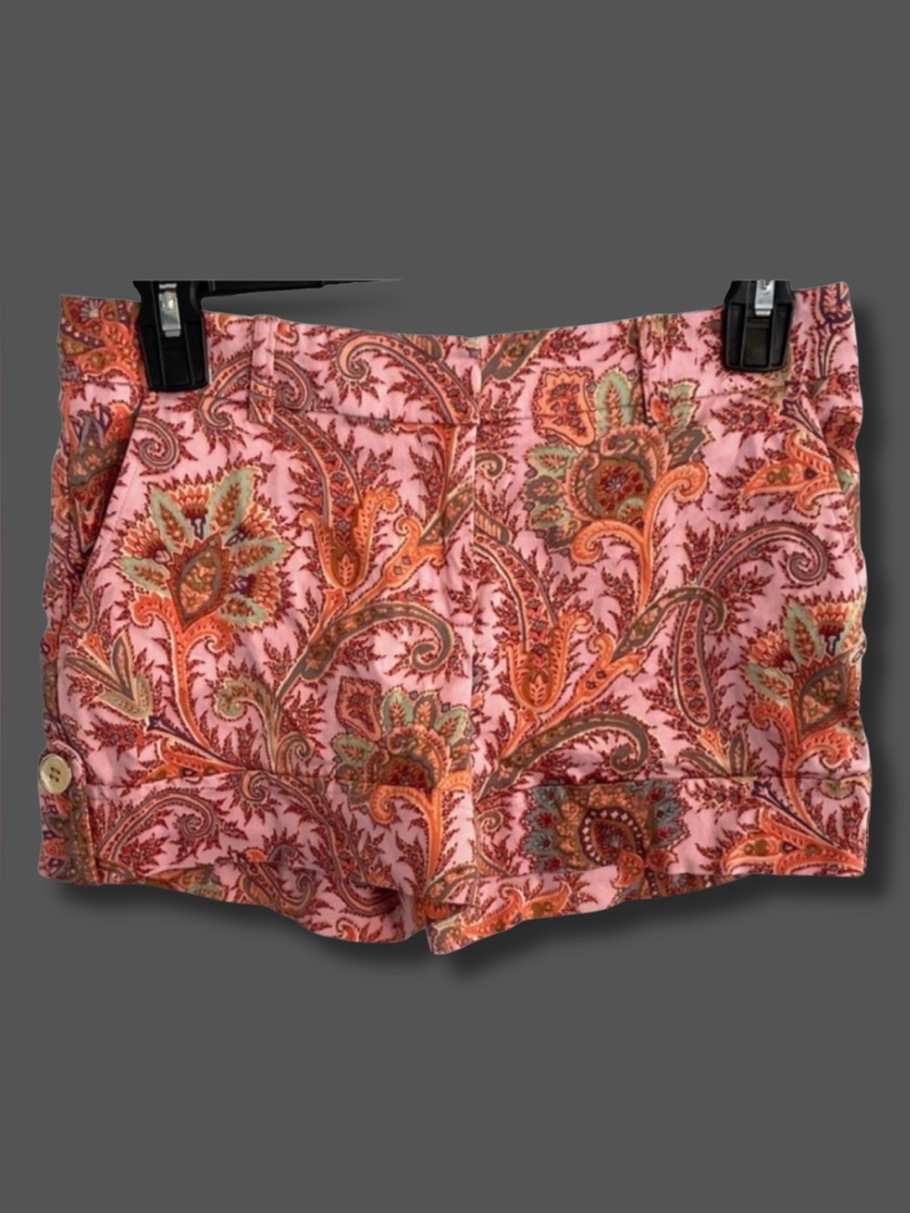 DREW Paisley Chino Shorts Size 0 Pink Orange Cotton Preppy Resort